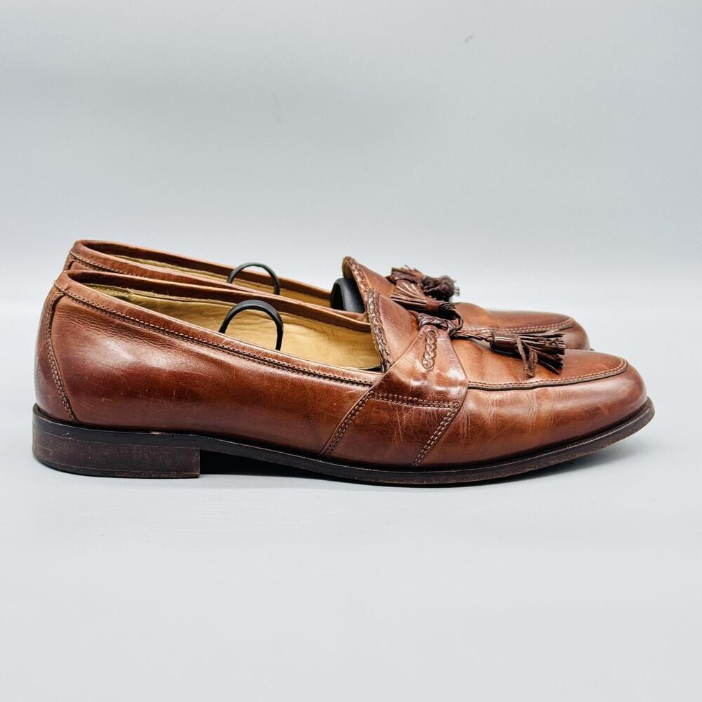 Johnston & Murphy Shoes Men 9 Brown Leather‎ Cellini Tassel Loafers Dress Italy